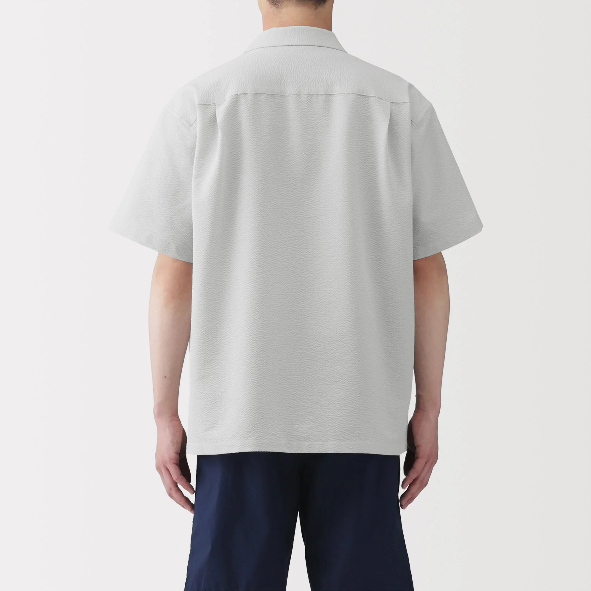 Breathable Seersucker Open Collar Shirt - Image 22