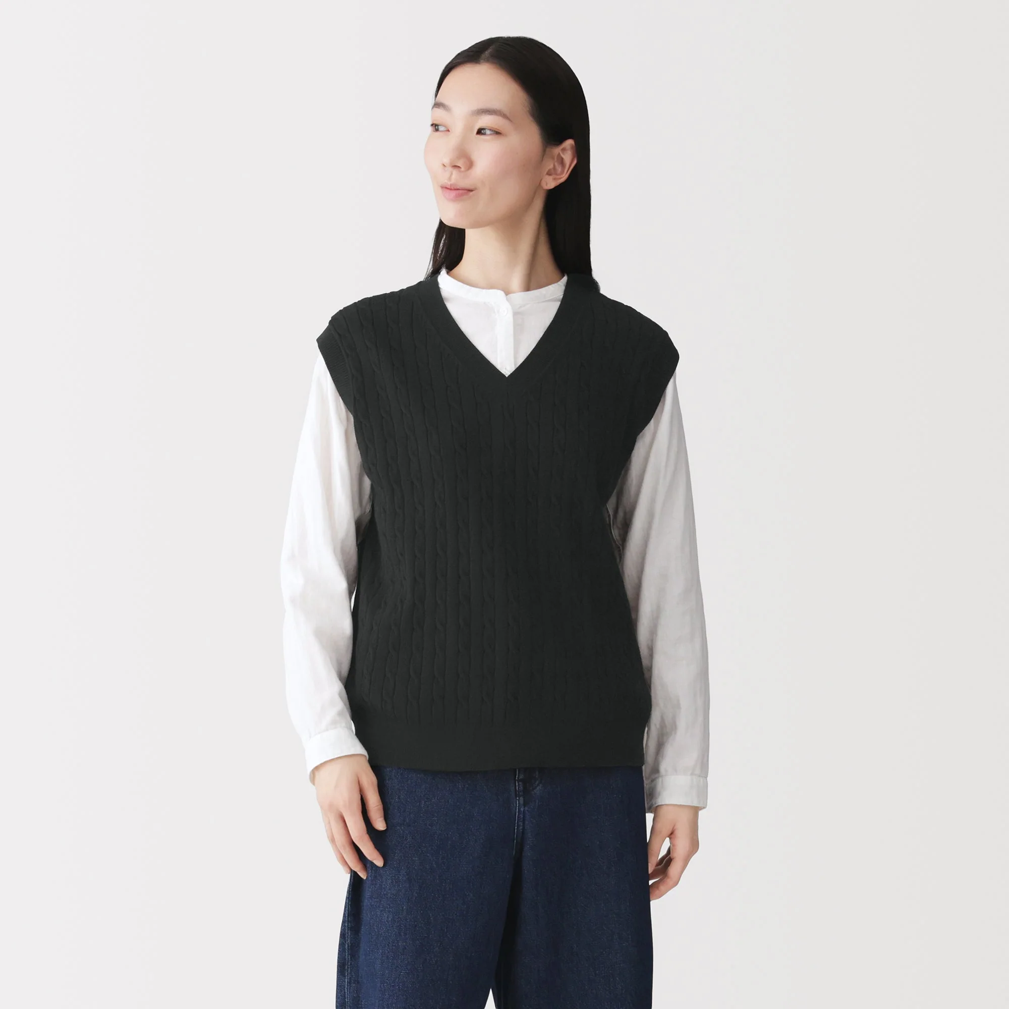 Cotton Blend Cable Vest - Image 3