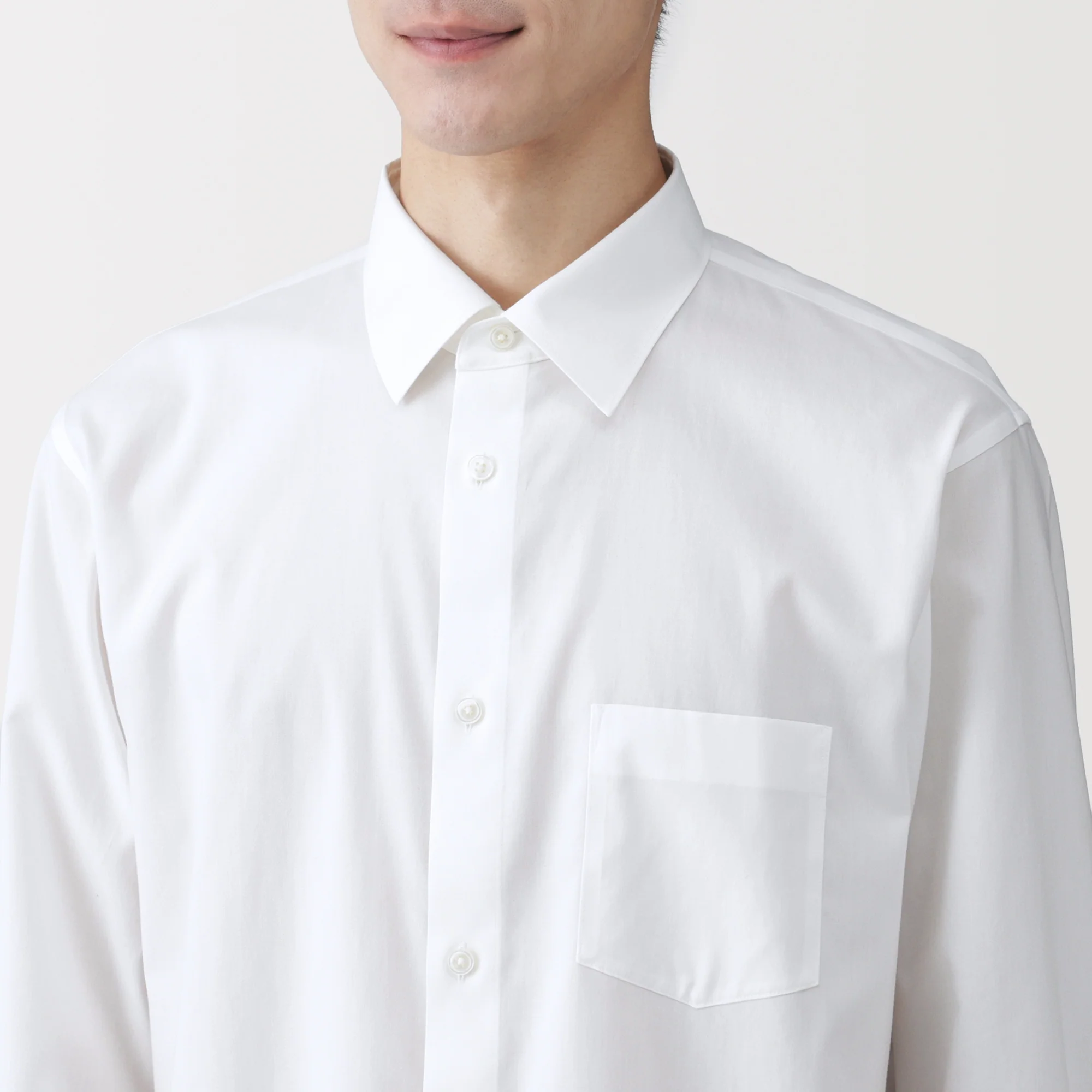 Cotton Semi-Spread Collar Shirt - Image 7