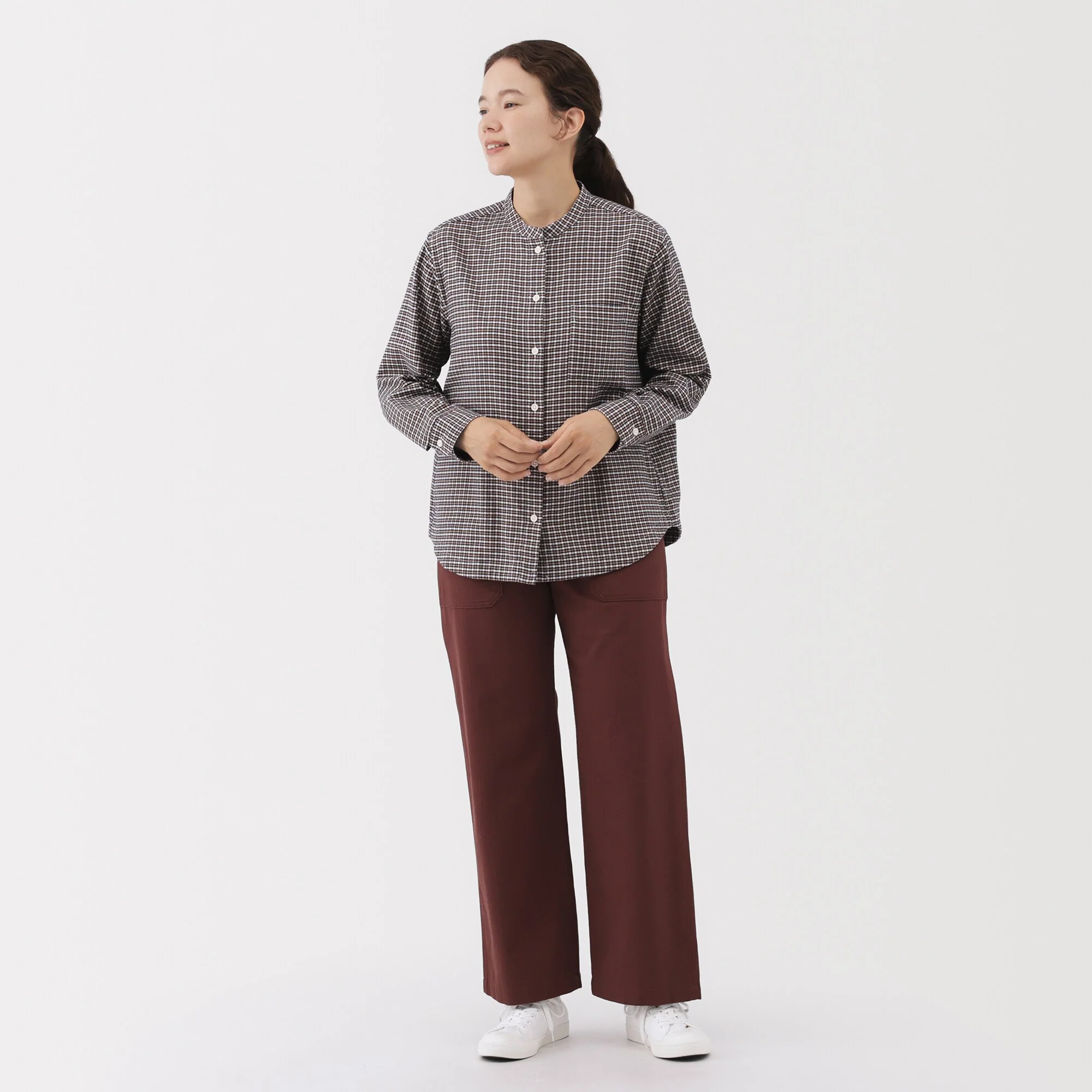 Flannel Stand Collar Shirt - Image 36