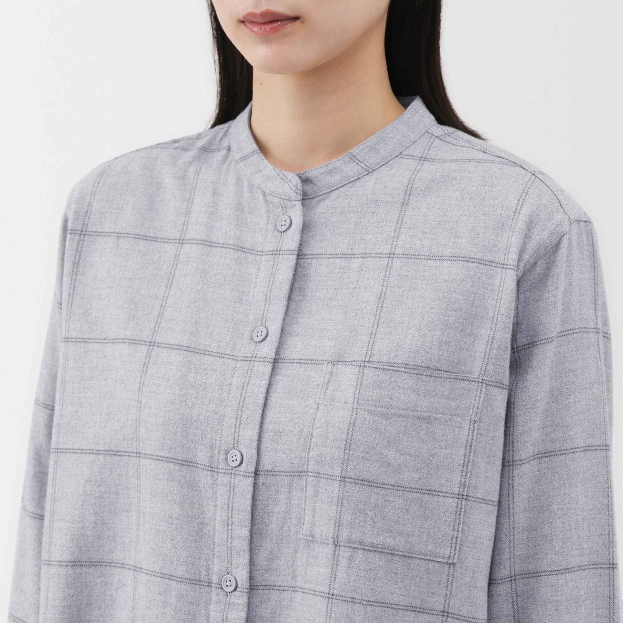 Flannel Stand Collar Shirt - Image 55