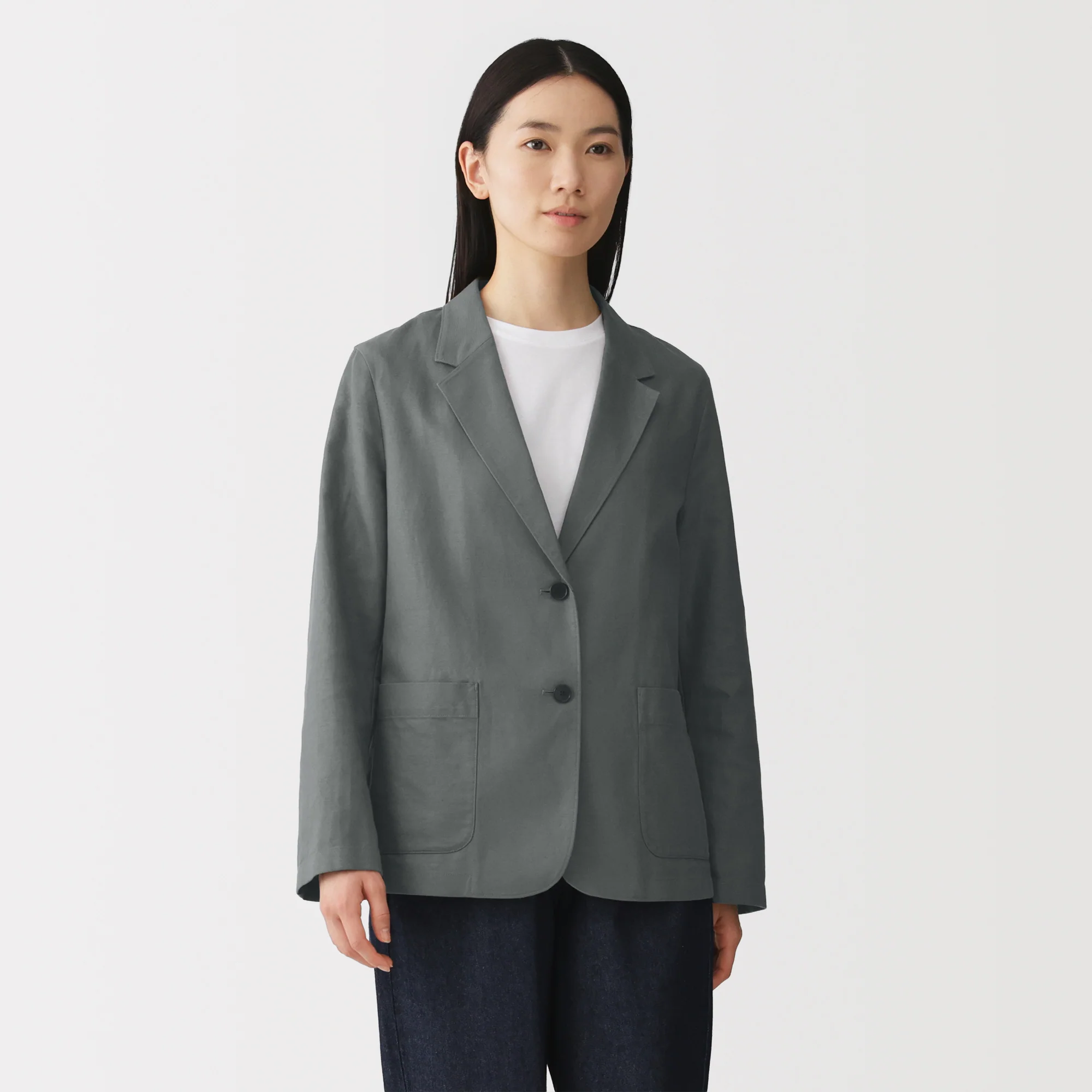 Hemp Blend Twill Tailored Jacket