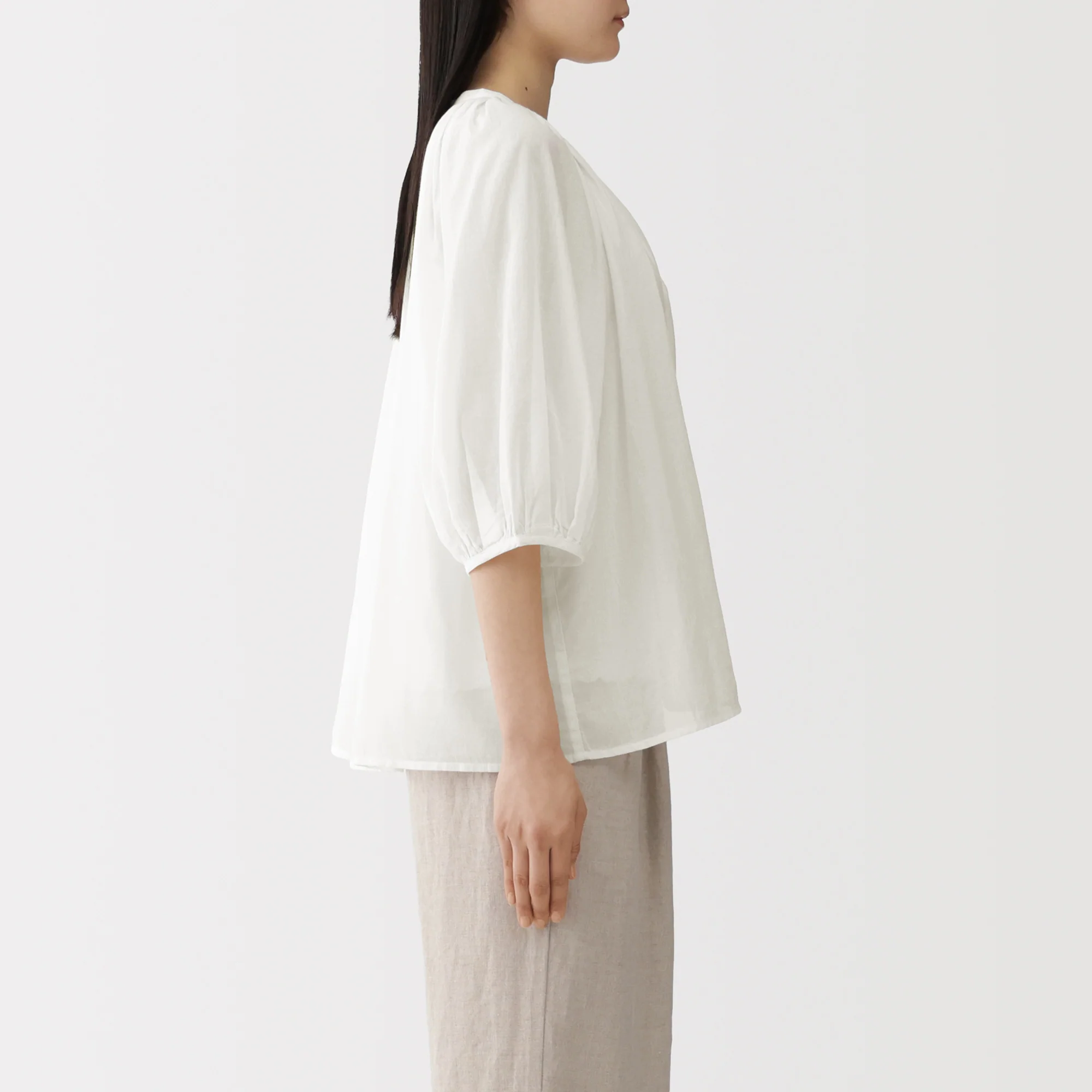 High-Twist Cotton Sheer Blouse - Image 13