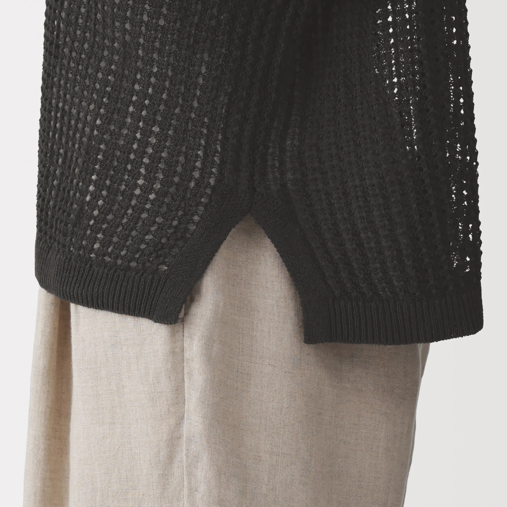 Linen Blend Mesh Wide Sweater - Image 17