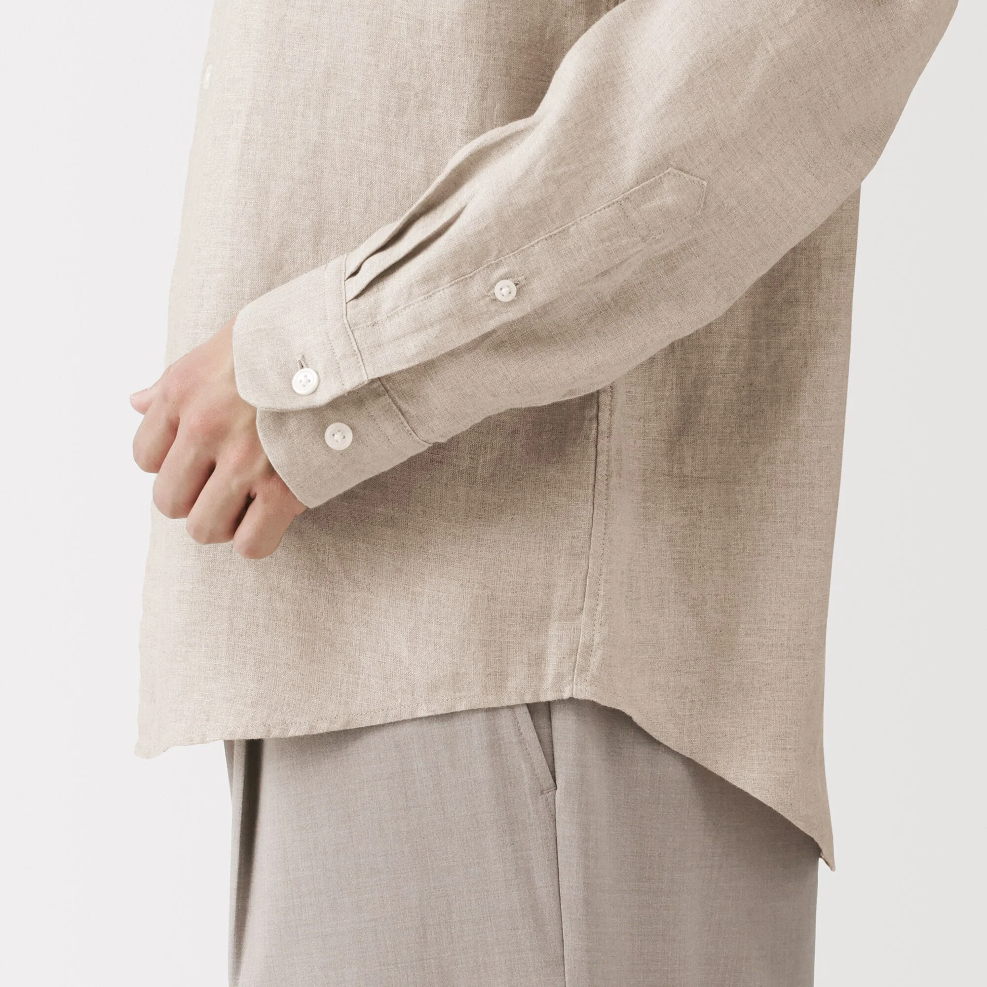 Linen Stand Collar Shirt - Image 26