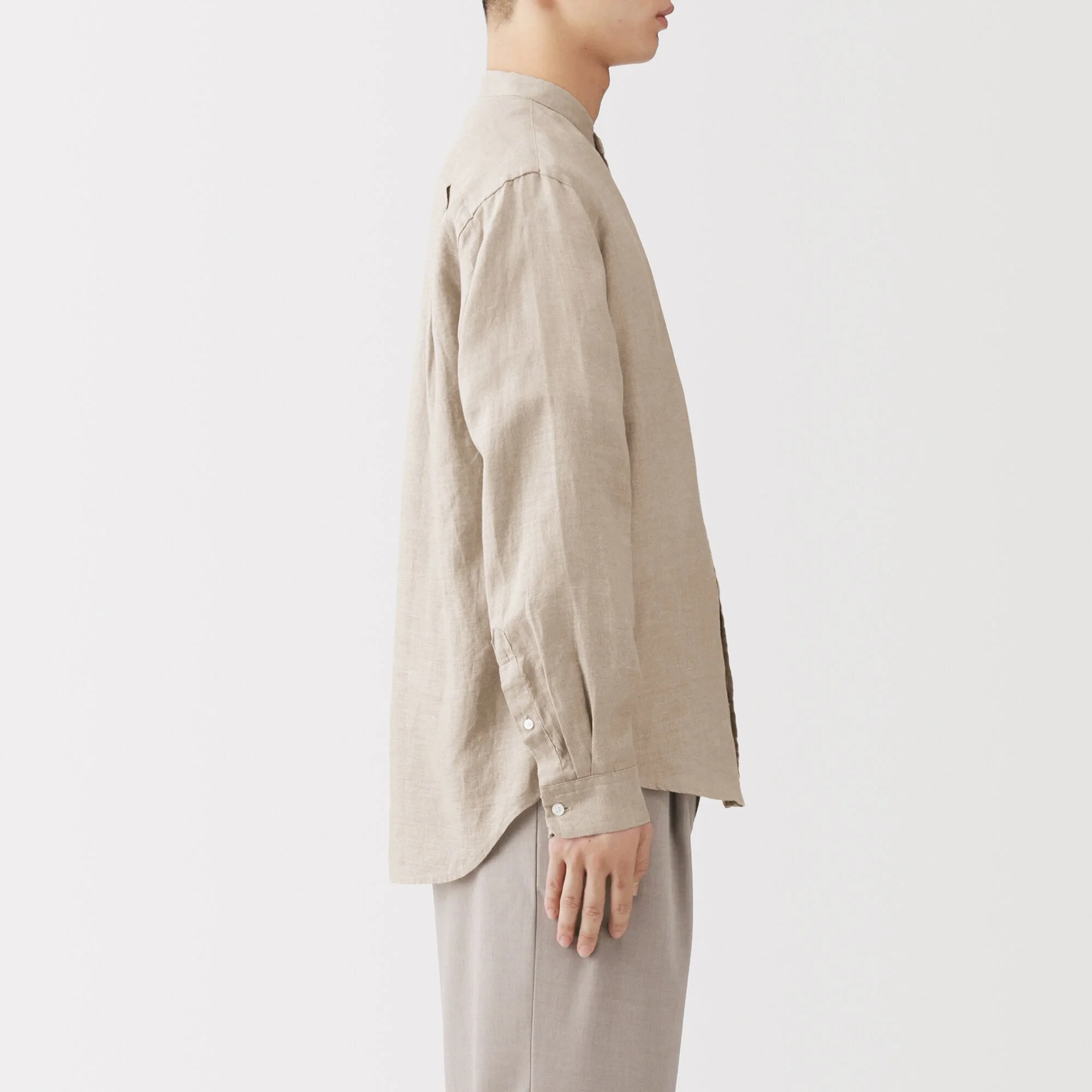 Linen Stand Collar Shirt - Image 41