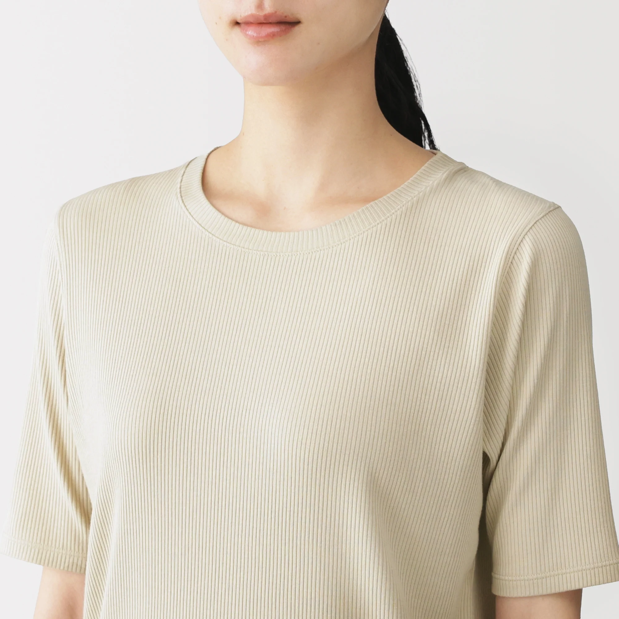 Lyocell Blend Rib Half Sleeve T-Shirt - Image 23