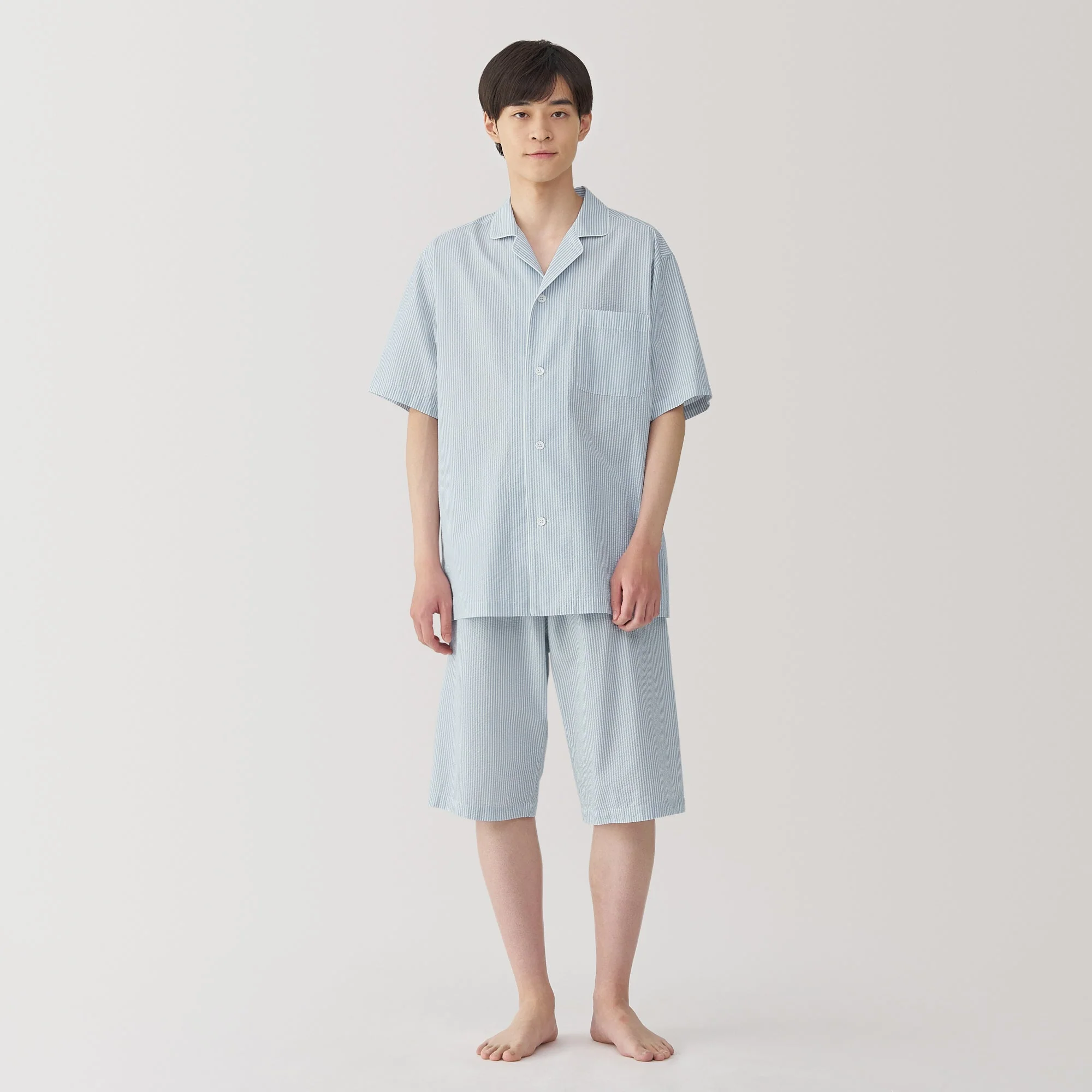 Men's Side Seamless Seersucker Pajamas