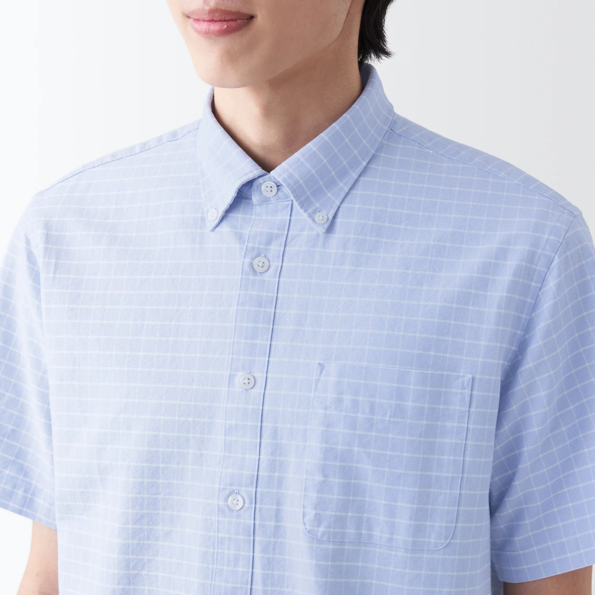 Men's Washed Oxford Button Down Patterned Short Sleeve Shirt - Image 34