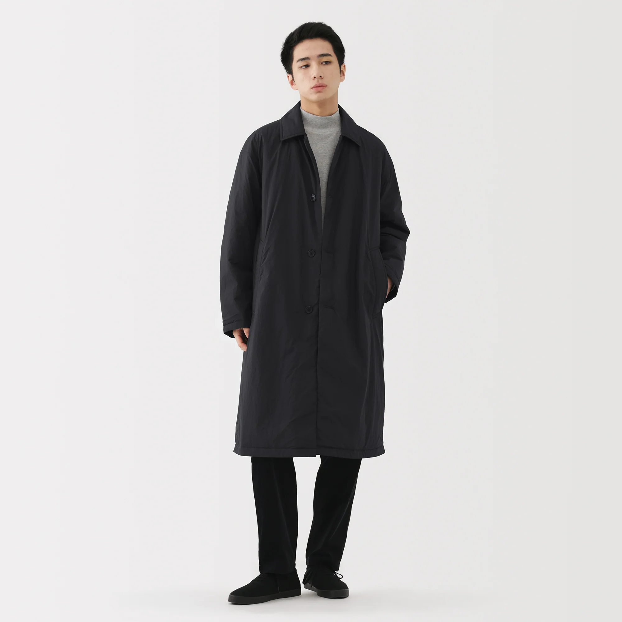 Padded Stand Fall Collar Coat - Image 4