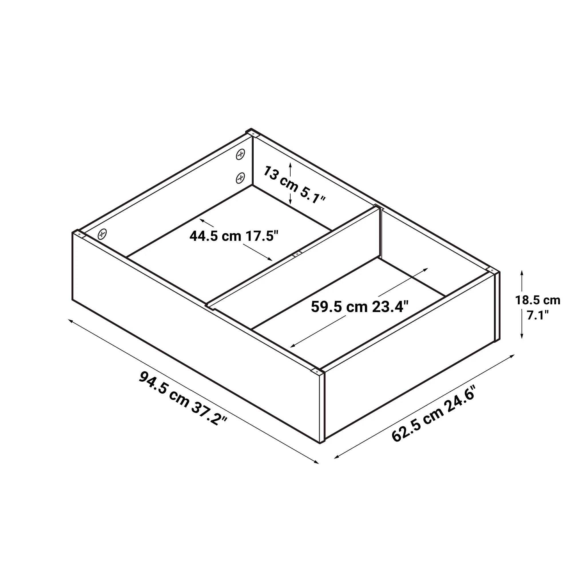[HD] Pine Wooden Bed Storage Box with Divider - Image 10