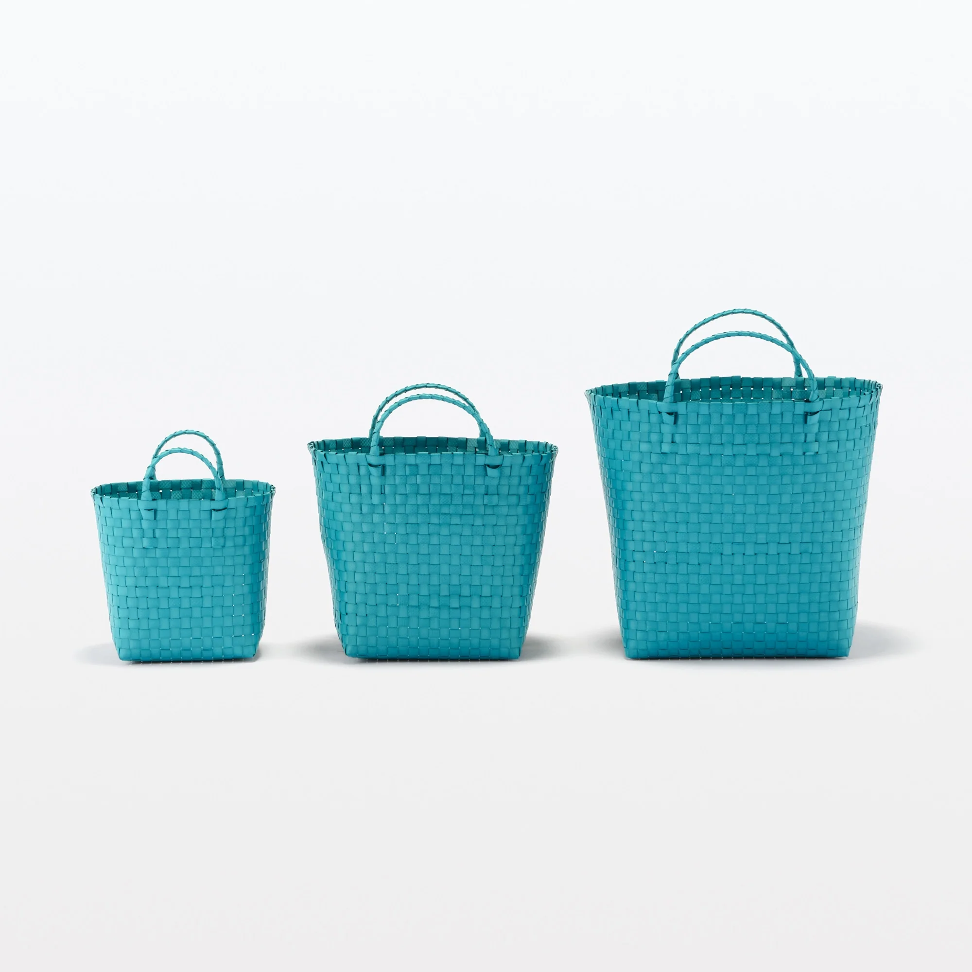 Recycled Polypropylene Strap Weave Basket - Blue - Small (dia. 9.8 x H7.9") - Image 7