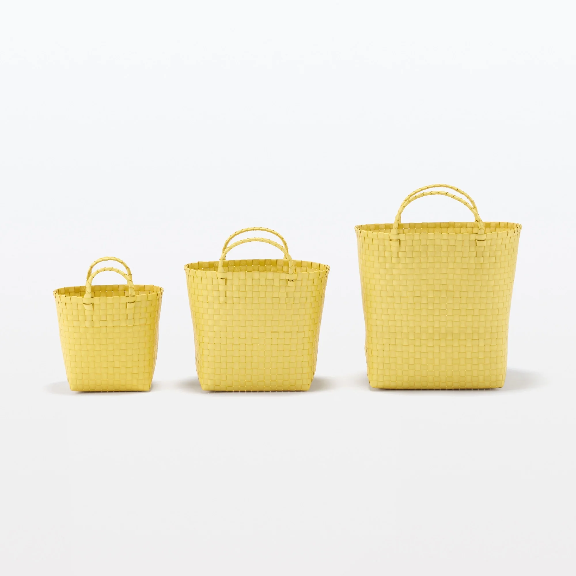 Recycled Polypropylene Strap Weave Basket - Yellow - Medium (dia. 13 x H9.8") - Image 7