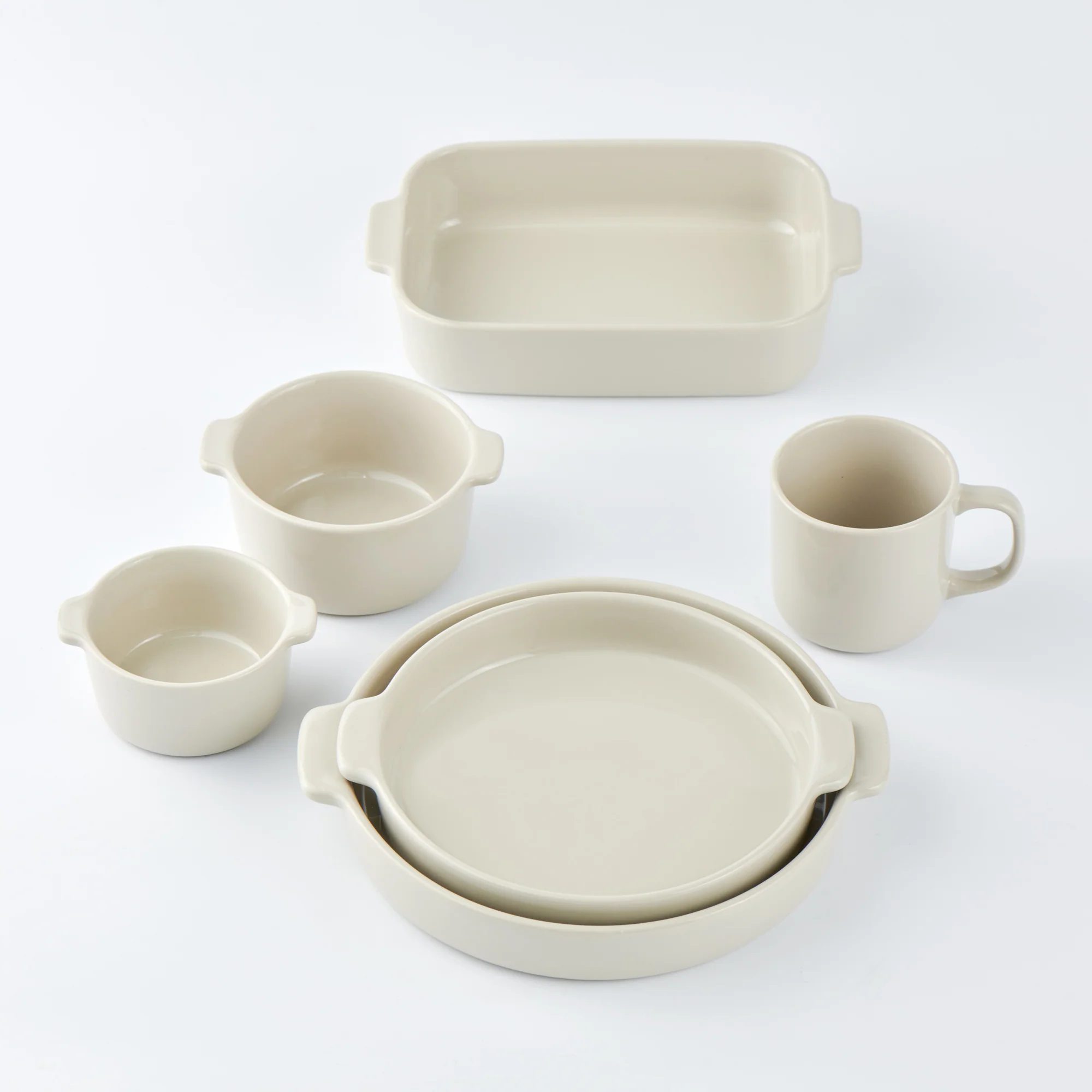 Stoneware Baking Dish Oven Tray - Gray Beige - Image 4