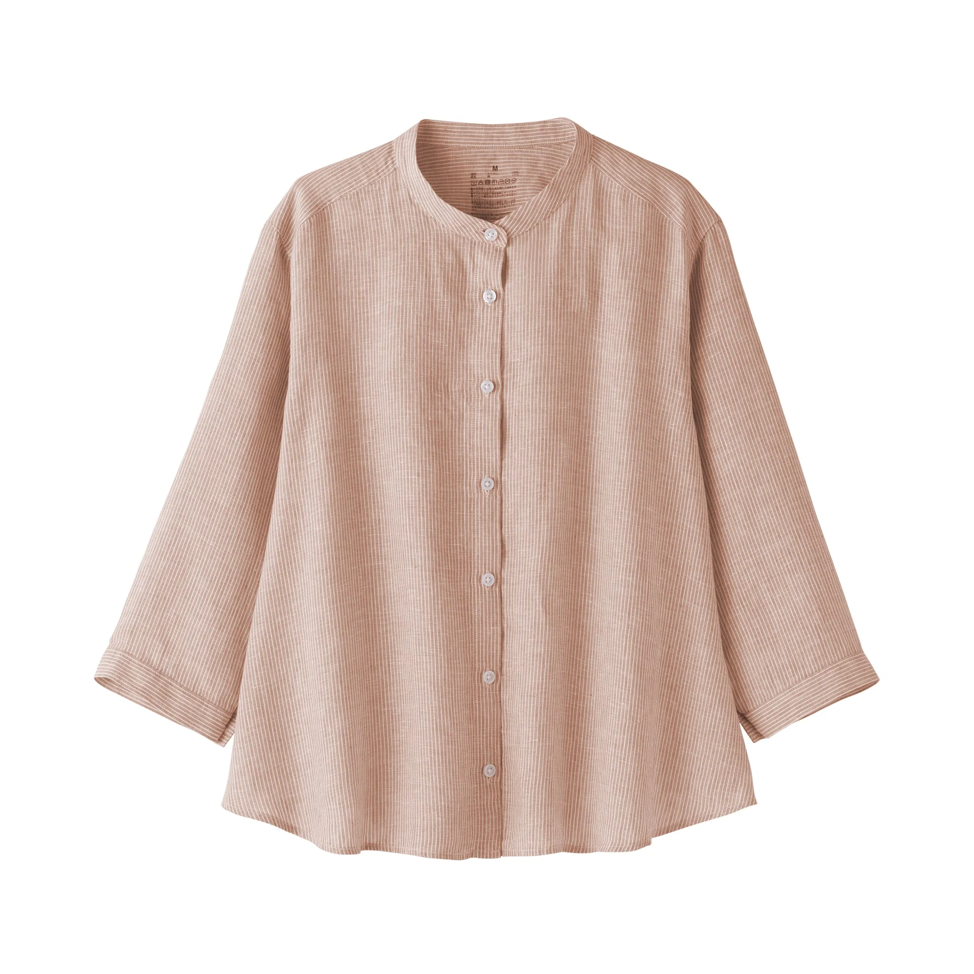 Women's Linen 3/4 Sleeve Striped Blouse - Image 2